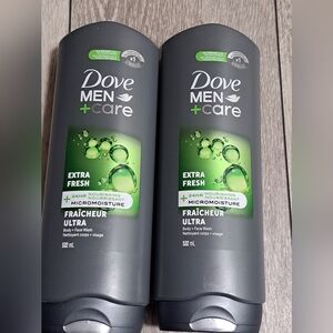 2 New Dove Men+Care Extra Fresh Body and Face Wash. 532ml X2